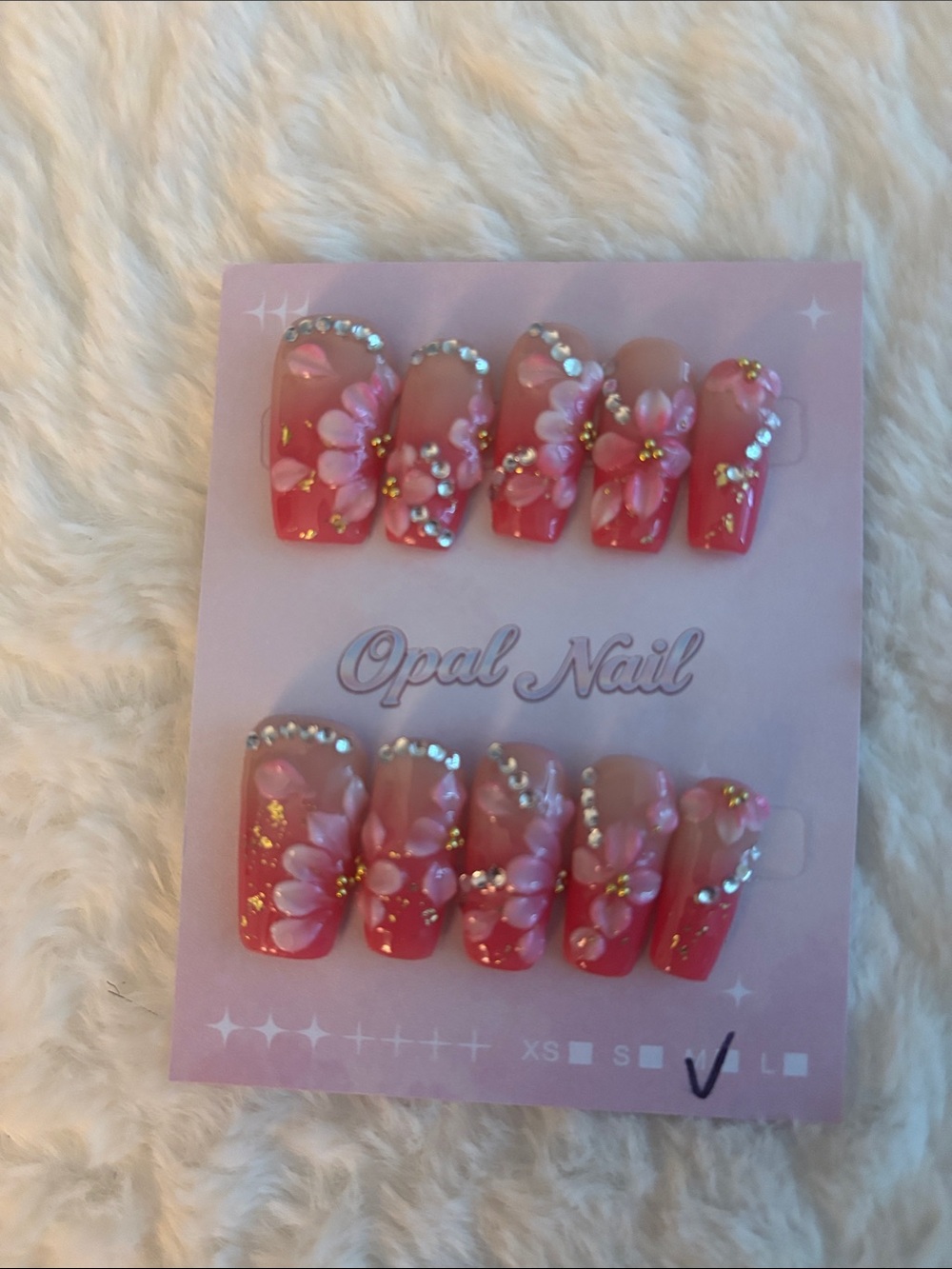 Kids Pink Floral Press-On Nail Set